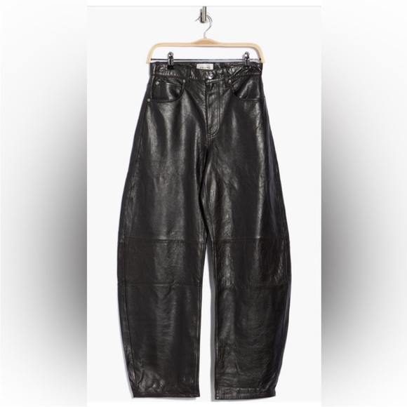 Frame Denim Denim - FRAME Denim Black Leather The Bubble Size 25 High-Waist Luxury Designer NWT